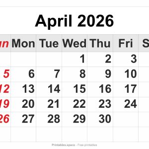 April 2026 Calendar – Full-Page Printable PDF
