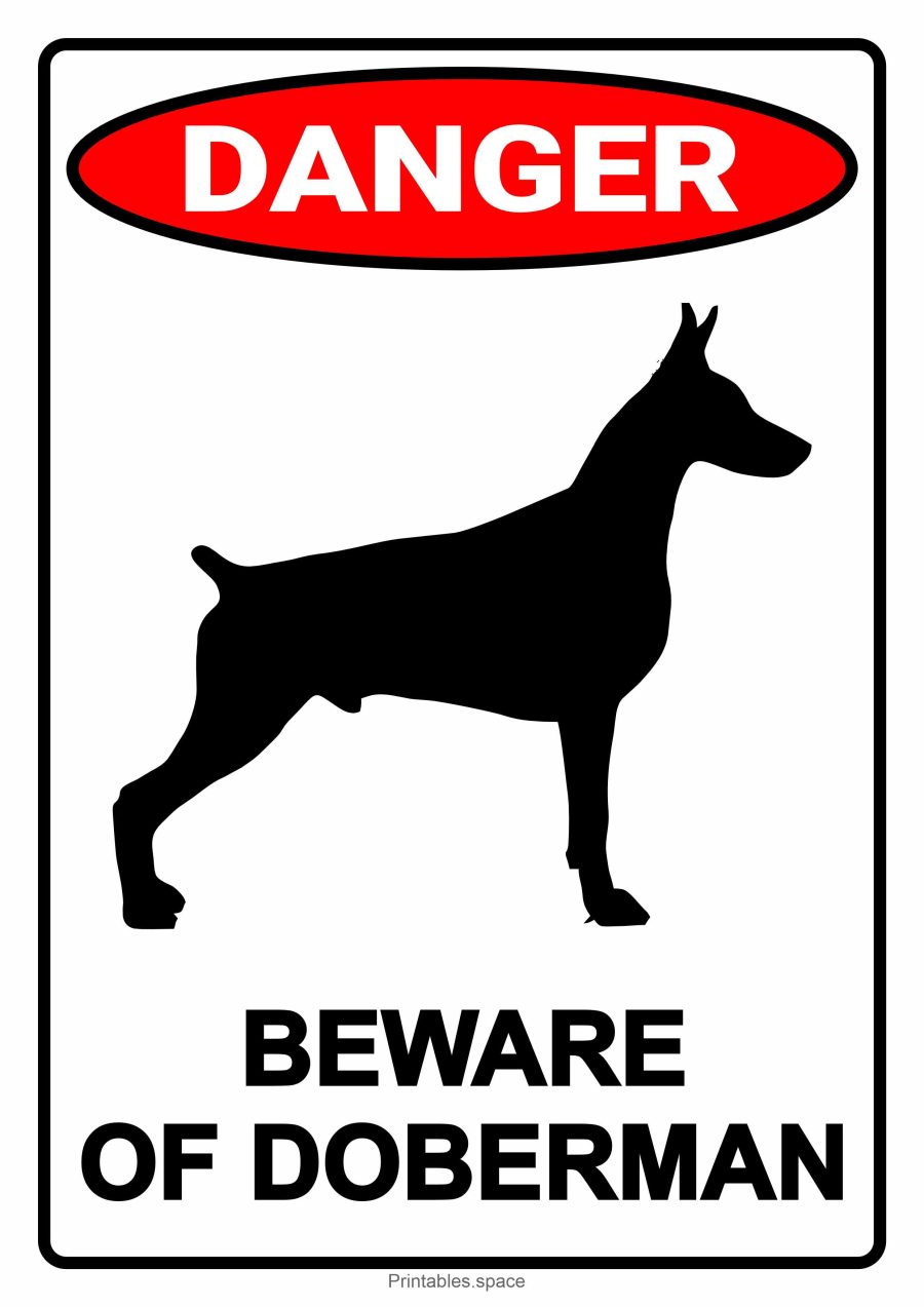 Beware of Doberman Printable Sign