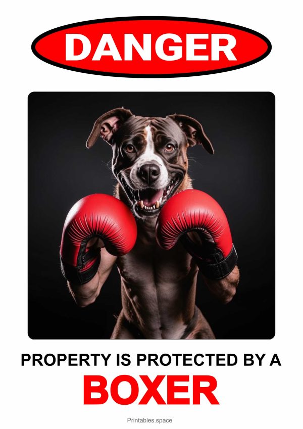 Property is Protected by a Boxer, Funny Dog Sign