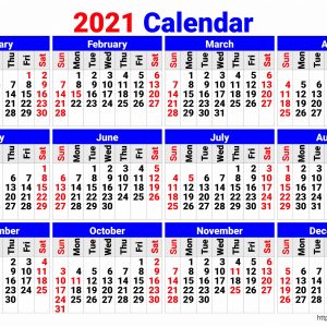 Free Printable 2021 Clendar with Big Numbers
