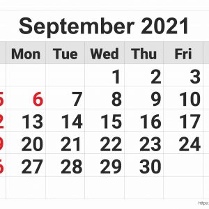 September 2021 Monthly Calendar