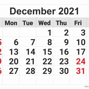 December 2021 Monthly Calendar