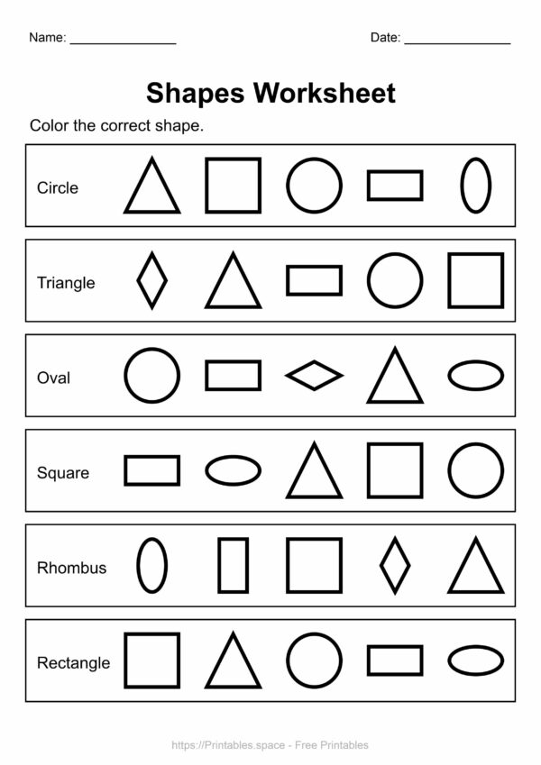 Color Shapes Worksheet