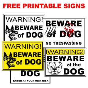 Beware of dog signs