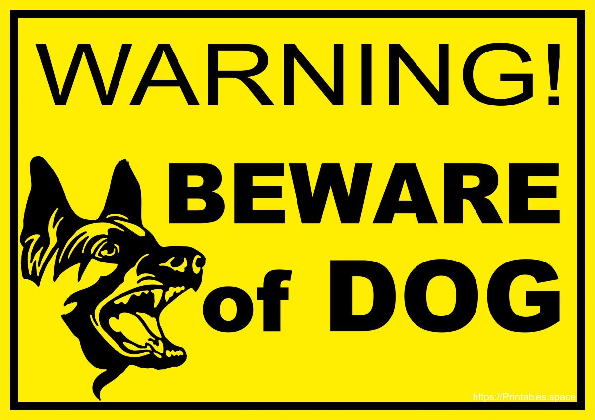 Warning! Beware of Dog Sign Free Printable Image Free Printables