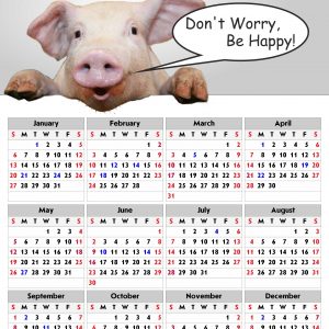 Free Printable Pig Calendar For 2019