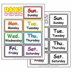 Days of the Week Cards