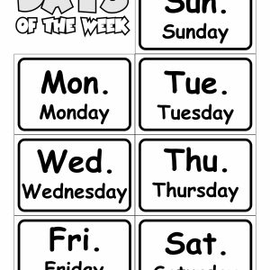 Days of the week Cards Free Printable