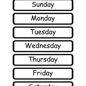 Days Of The Week Simple Printable Chart