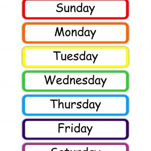 Simple Colorful Days Of The Week Chart