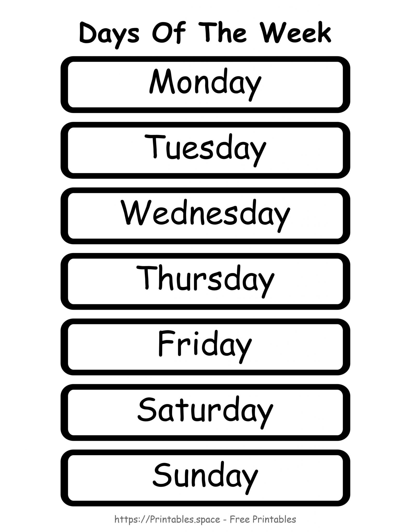 Days Of The Week Printable Free Printables