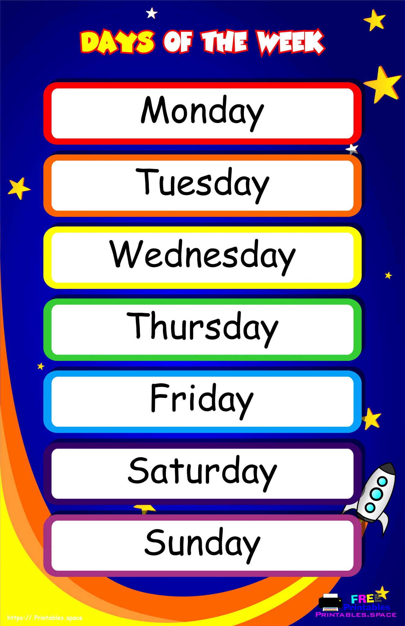 Printable Days Of Week