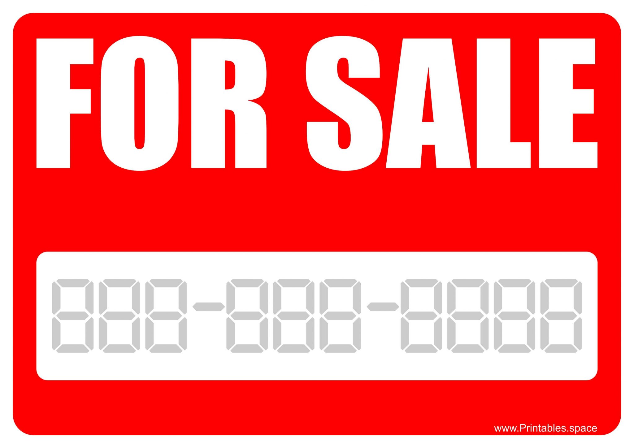 For Sale Sign Printable Template with Red Background Free Printables