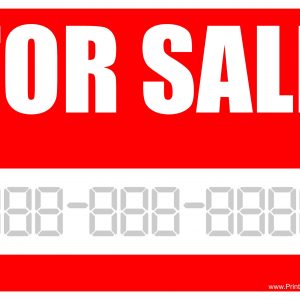 For Sale Sign - Printable Template with Red Background