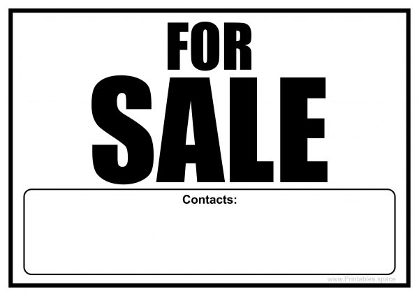 For Sale Sign With Contacts Field - Free Printables