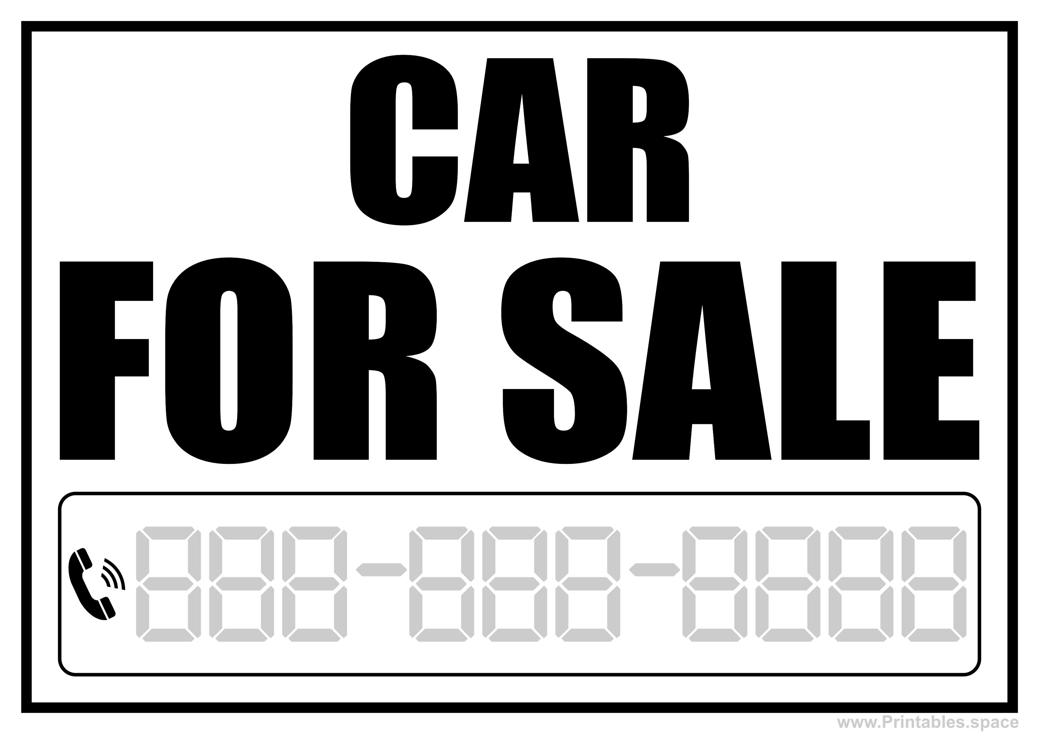 Printable Car For Sale Sign Free Printables