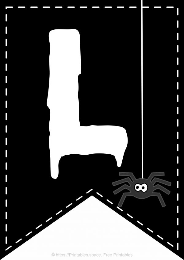 Letter L with Spider, Halloween Banner