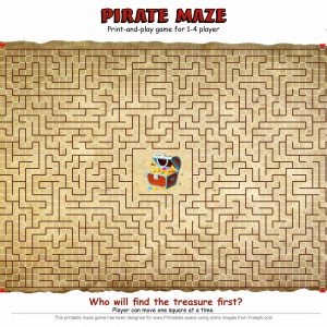 Pirate maze, free hard maze for kids