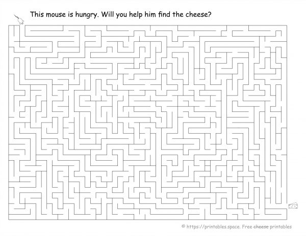 Mouse And Cheese, Hard Printable Maze
