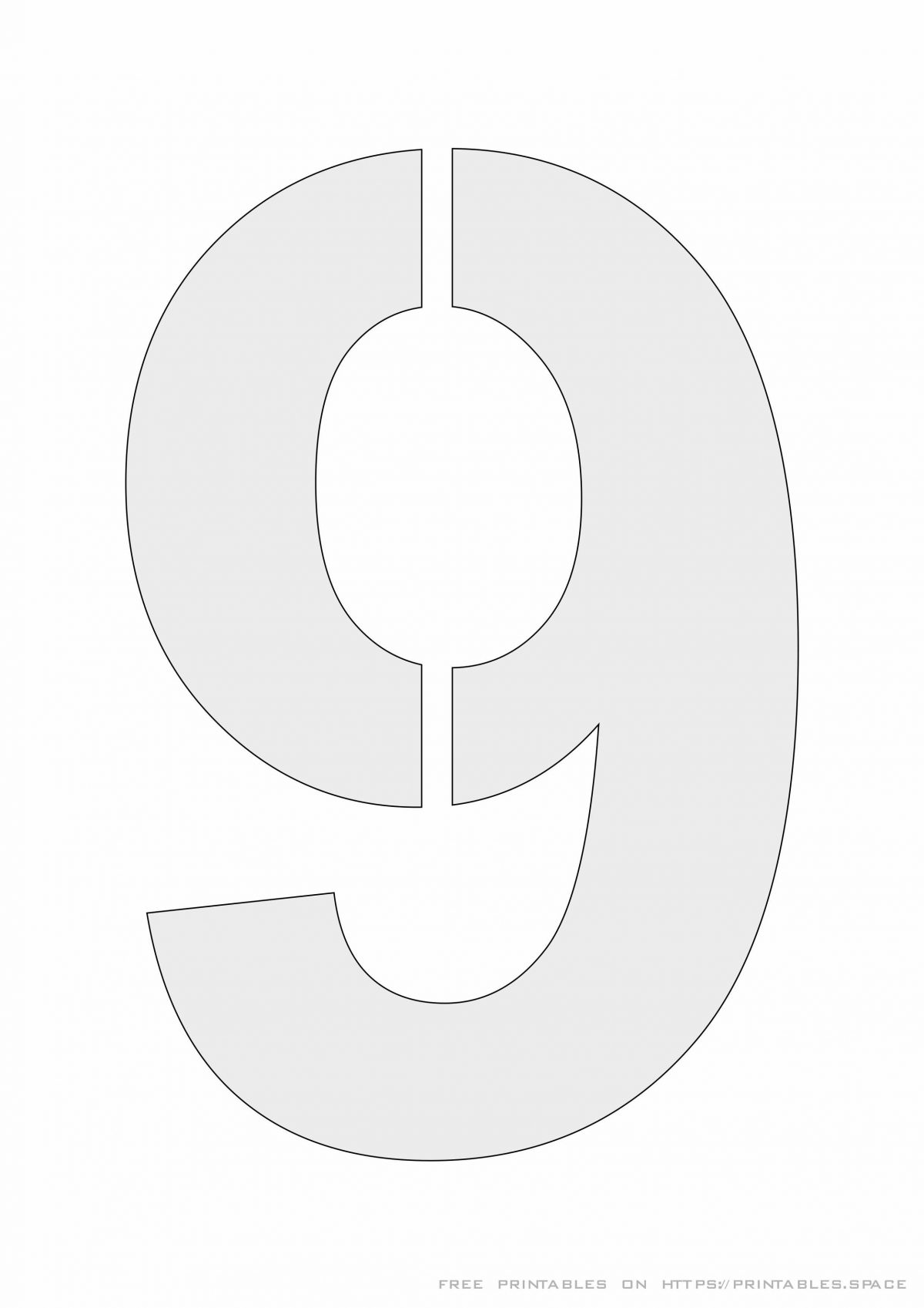 Stencil Number 9 - Printable A4 Size Template - Free Printables