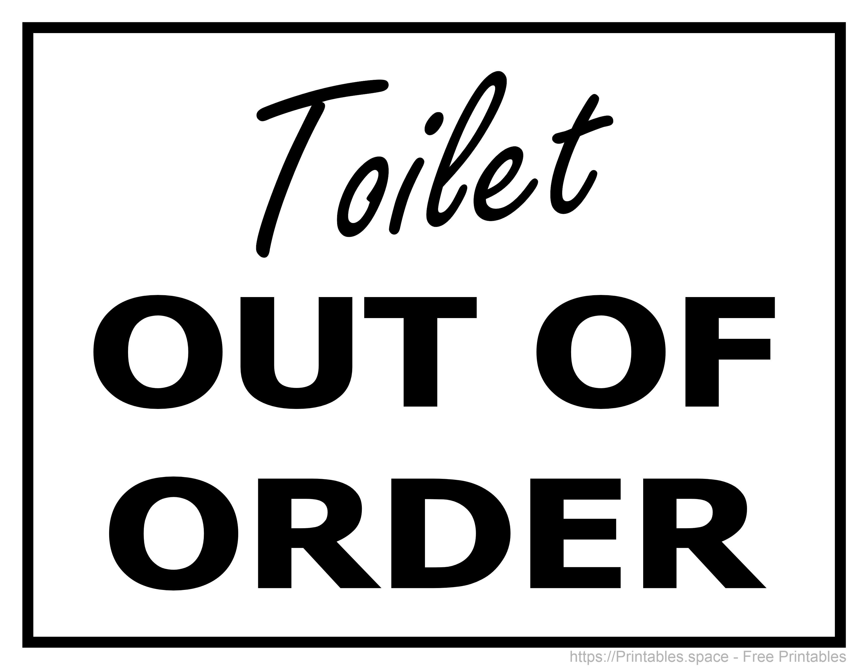 Toilet Out Of Order Sign Free