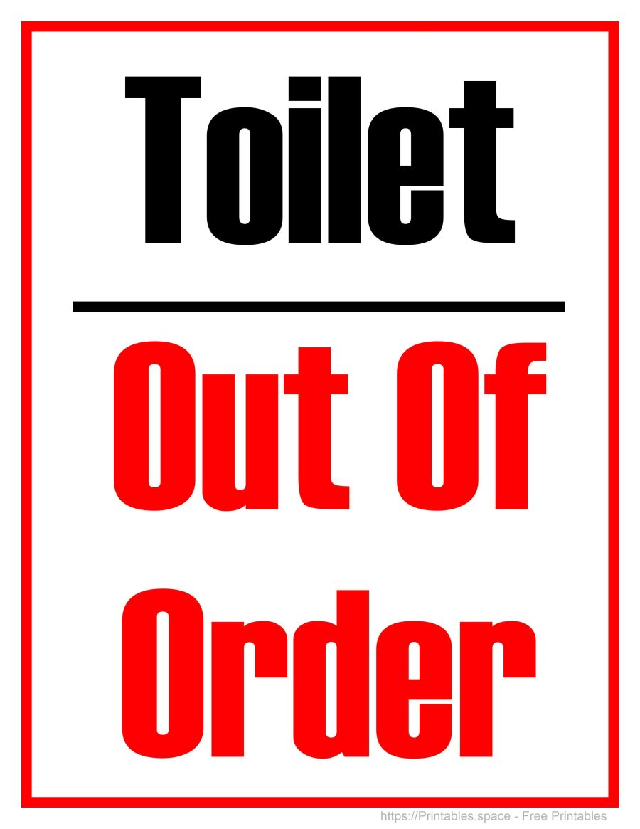 Toilet Out Of Order Sign Printable PDF