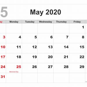 May 2020 Calendar – Free Printable Template
