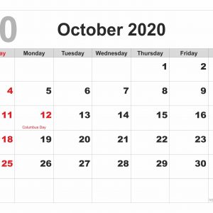 October 2020 – Printable Calendar Template