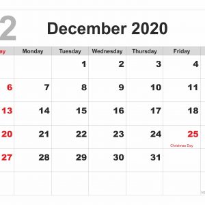 Monthly Calendar 2020 – December