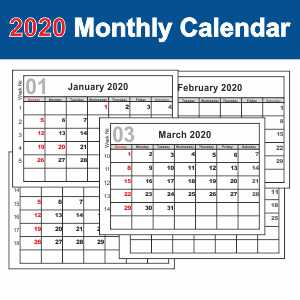 2020 Monthly Calendar