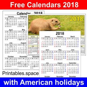 Printable calendars 2018 usa