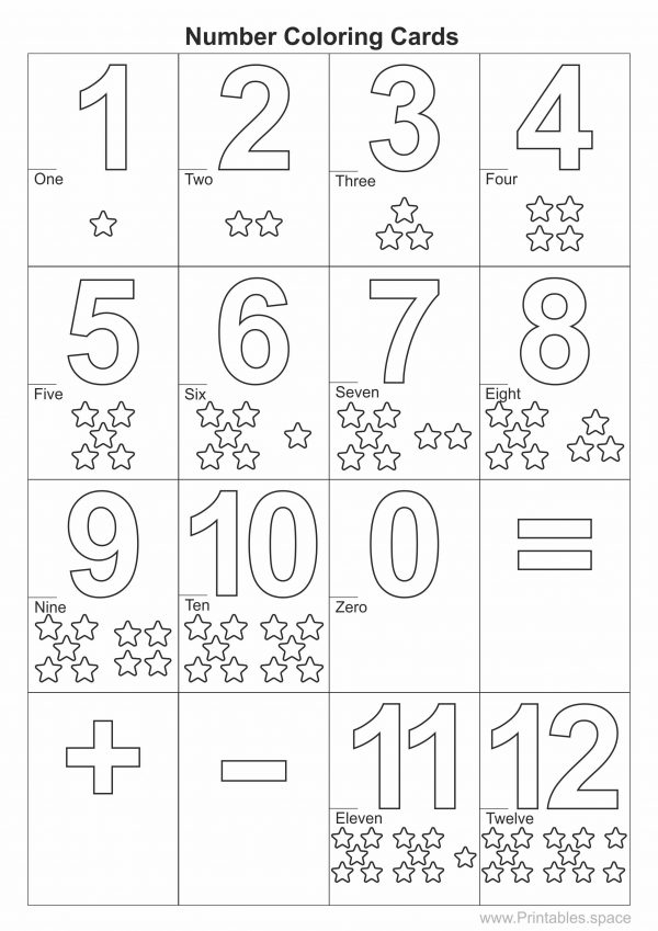 Number coloring cards