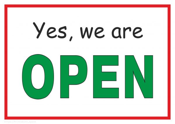 Yes, We Are Open - Side 1 for open close plate