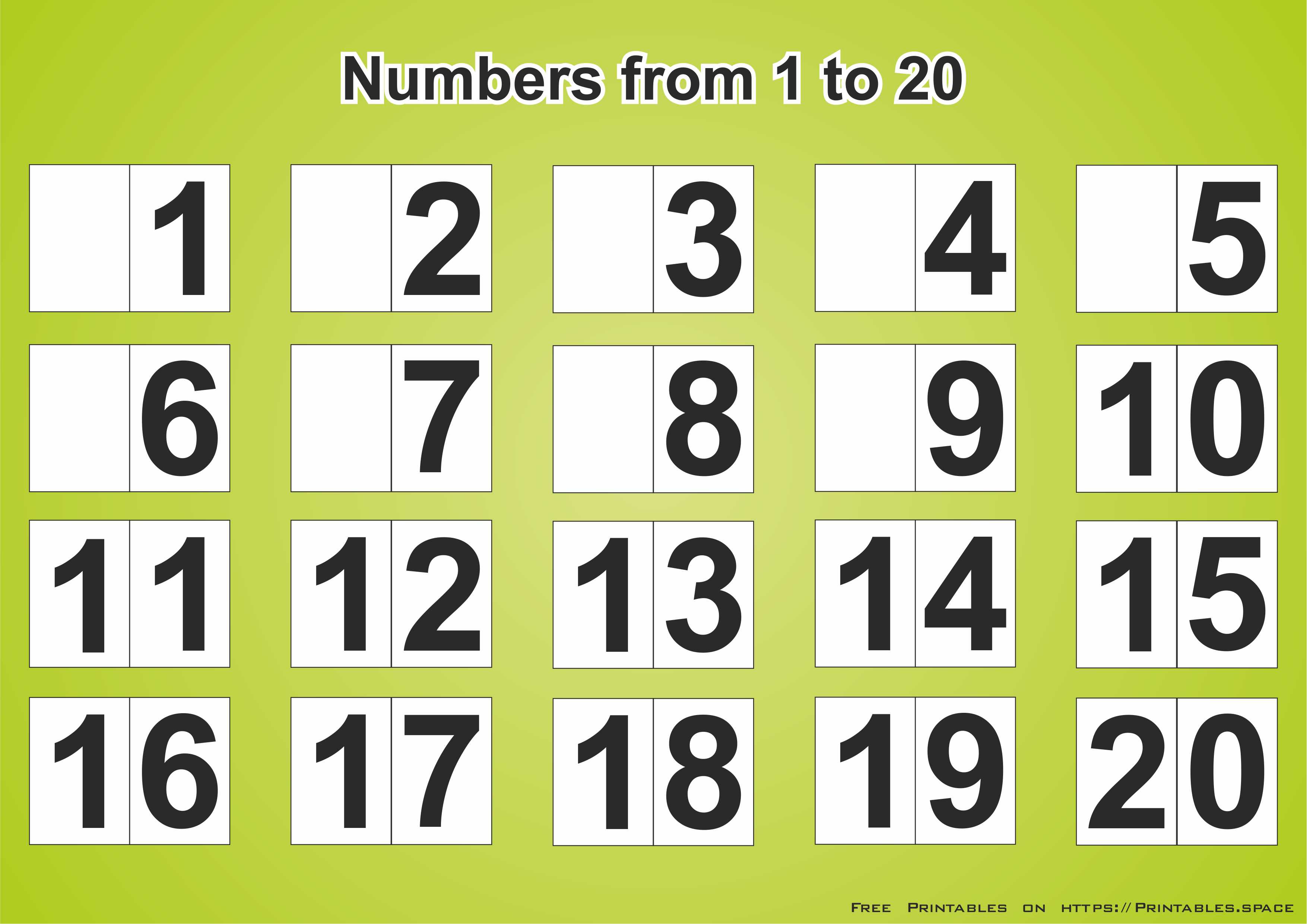 Free Download Printable Page With Numbers 1-20 - Free Printables