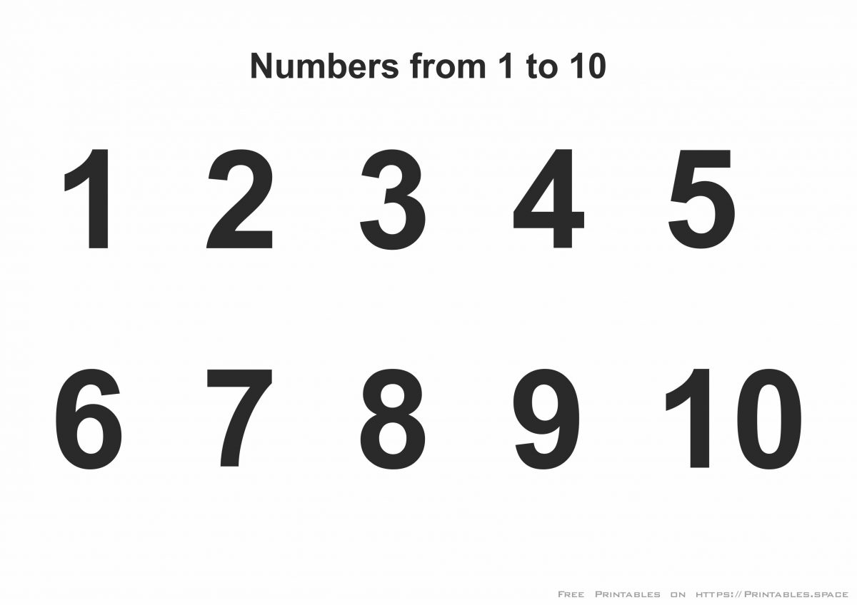 Free Printable Numbers 1-10
