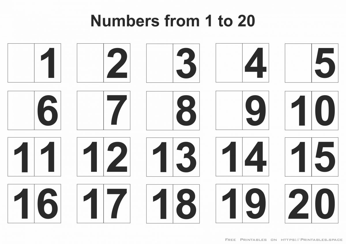 Printable Numbers 1-20