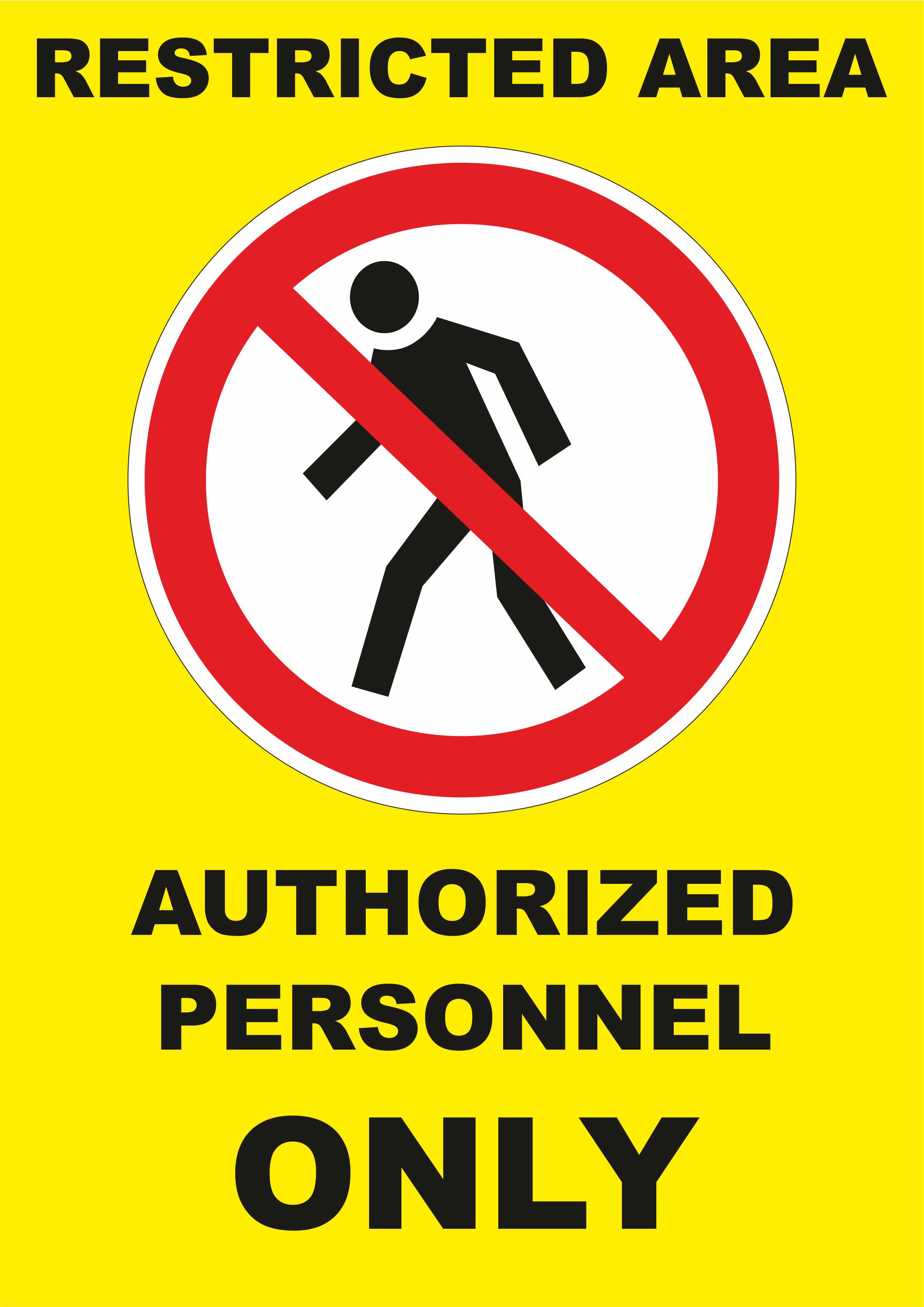 Restricted Area Authorized Personnel Only Printable Sign on A4 Free