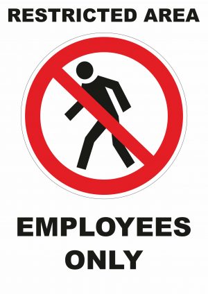 Restricted Area Employees Only with Graphic Sign