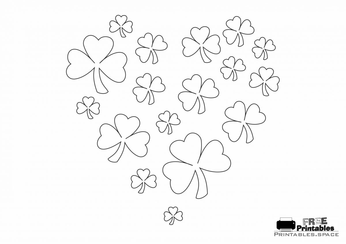 Shamrock Heart Coloring Page Template