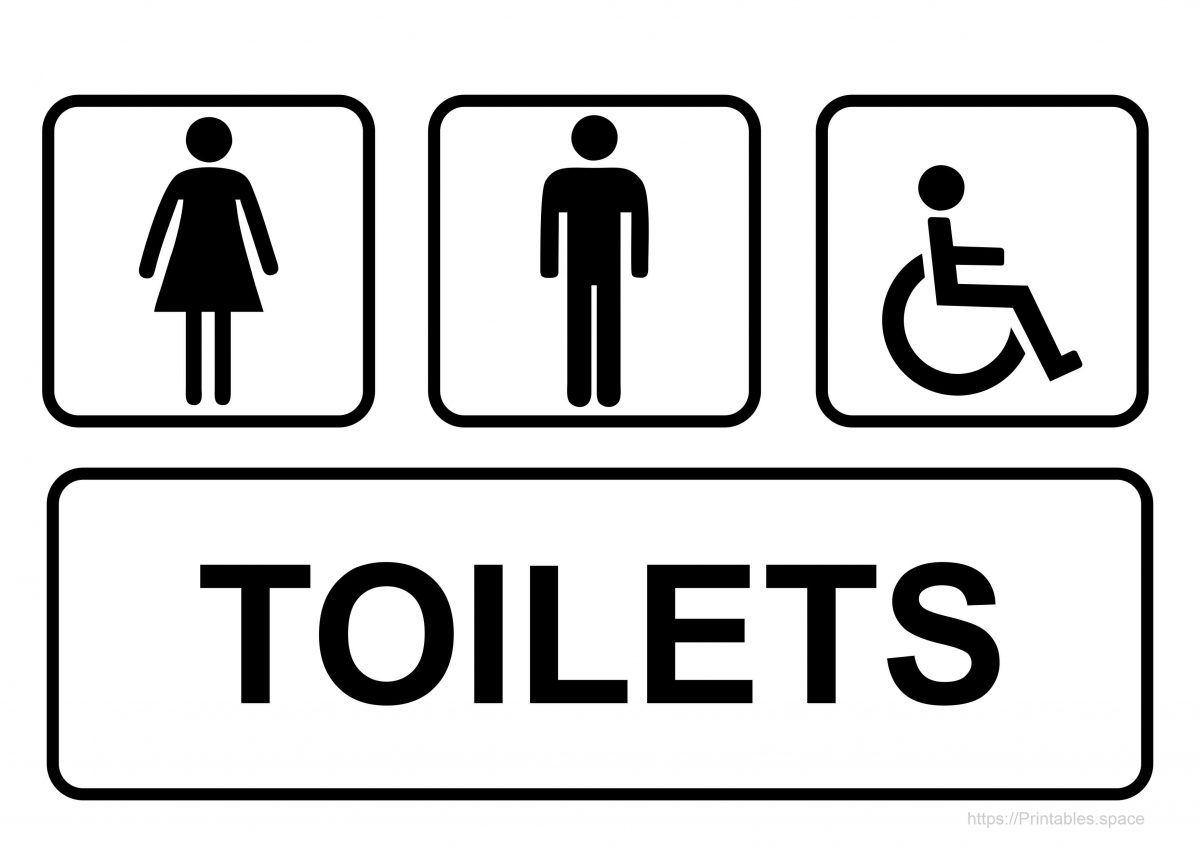 Man, Woman And Invalid One Toilet Sign Printable
