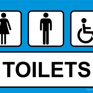 Man, Woman And Invalid One Toilet  Sign Printable (with Blue Color)