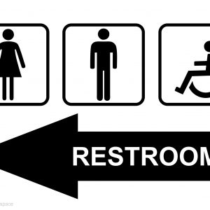Restroom Sign With Left Arrow