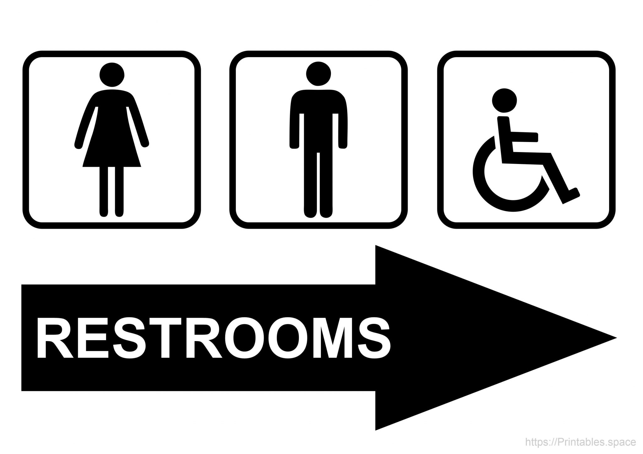 Restroom Sign With Right Arrow Free Printables