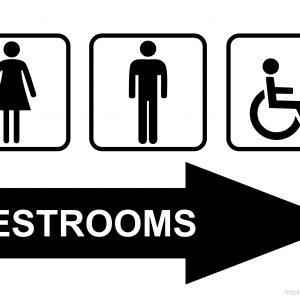 Restroom Sign With Right Arrow
