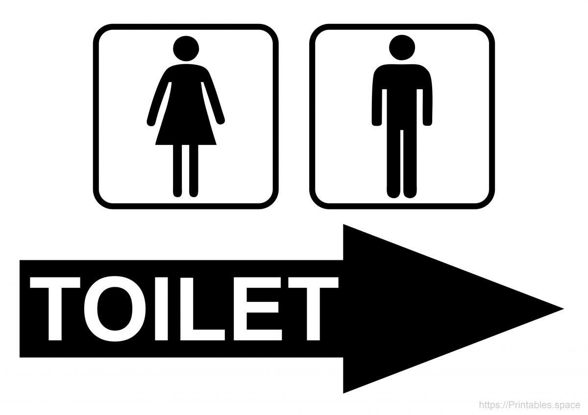 Toilet Sign With Right Arrow