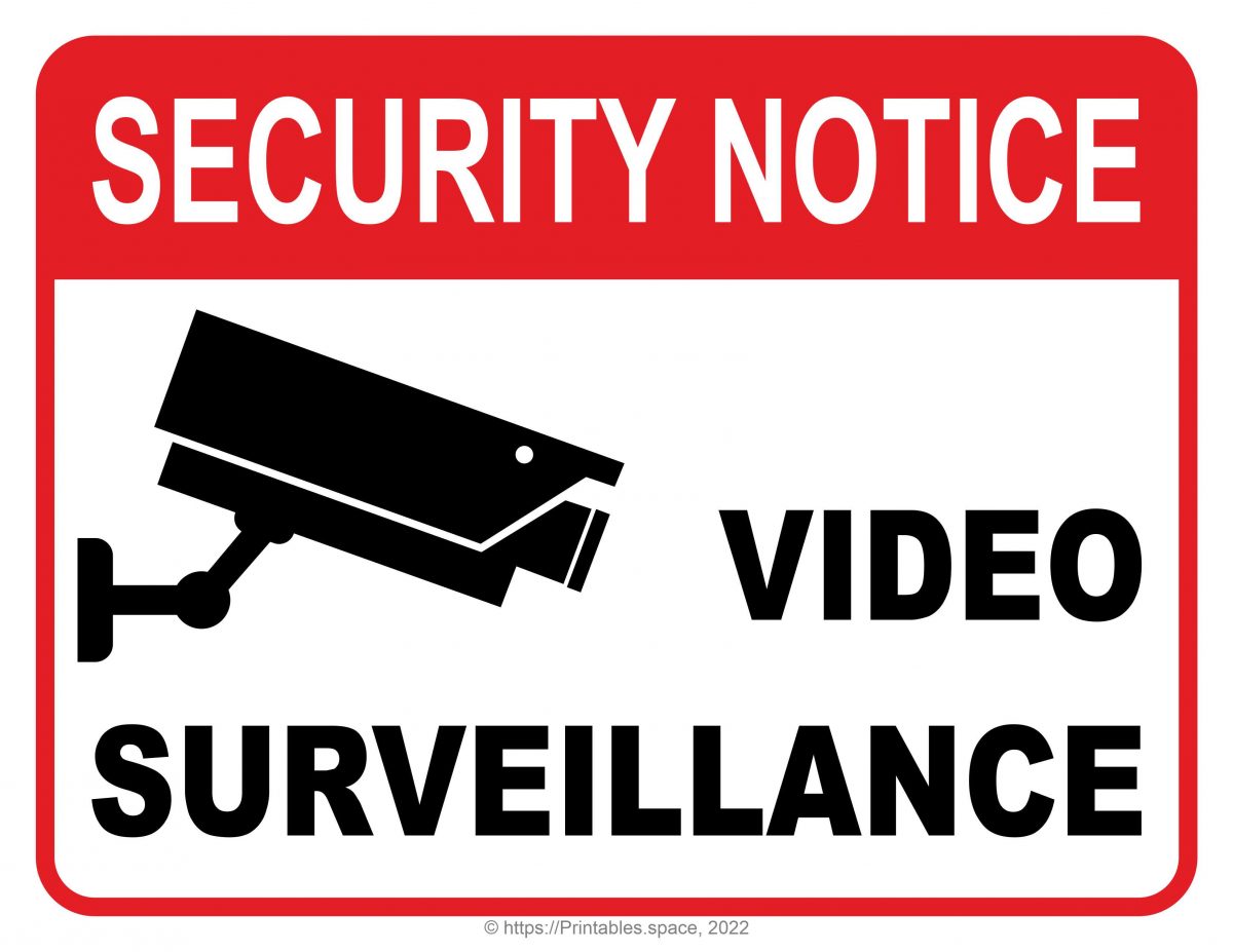 Video Surveillance Security Notice Sign
