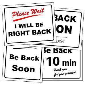 Collage of printable "Be Back" signs