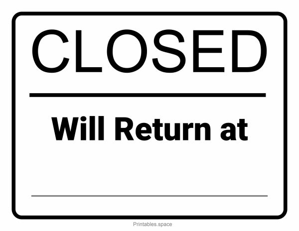 Free "Closed – Will Return" door sign for temporary closure