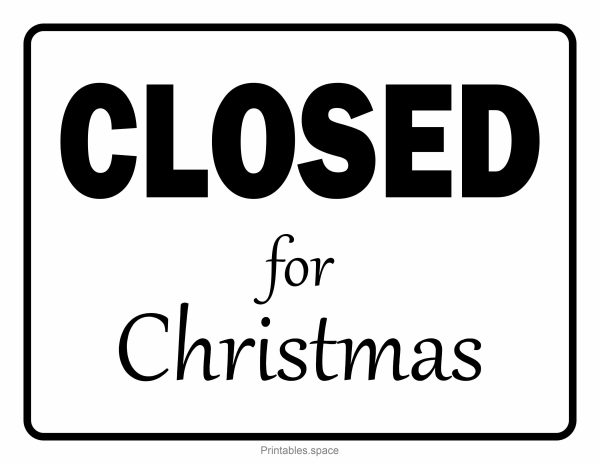 "Closed for Christmas" printable holiday sign