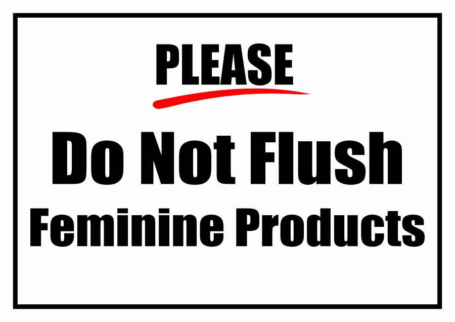 Do not flush feminine products sign - warning for restrooms, printable